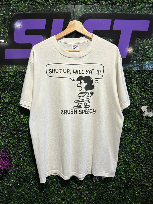 90s Peanuts Shut Up, Will Ya! T-Shirt. Size Large