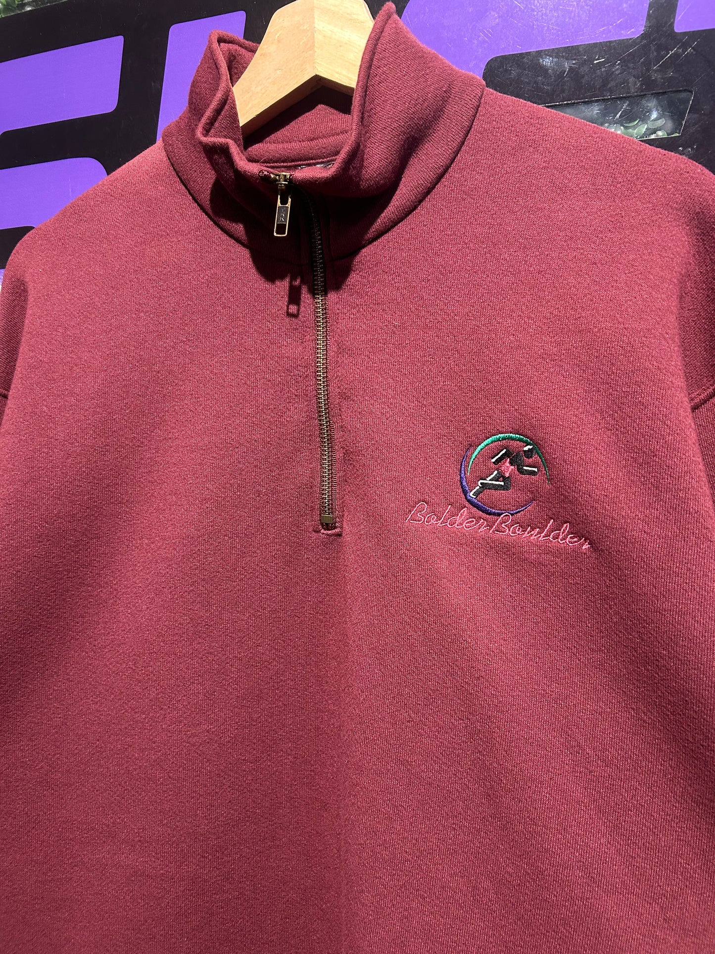 Vintage Bolder Boulder Quarter-Zip Sweatshirt. Size Large