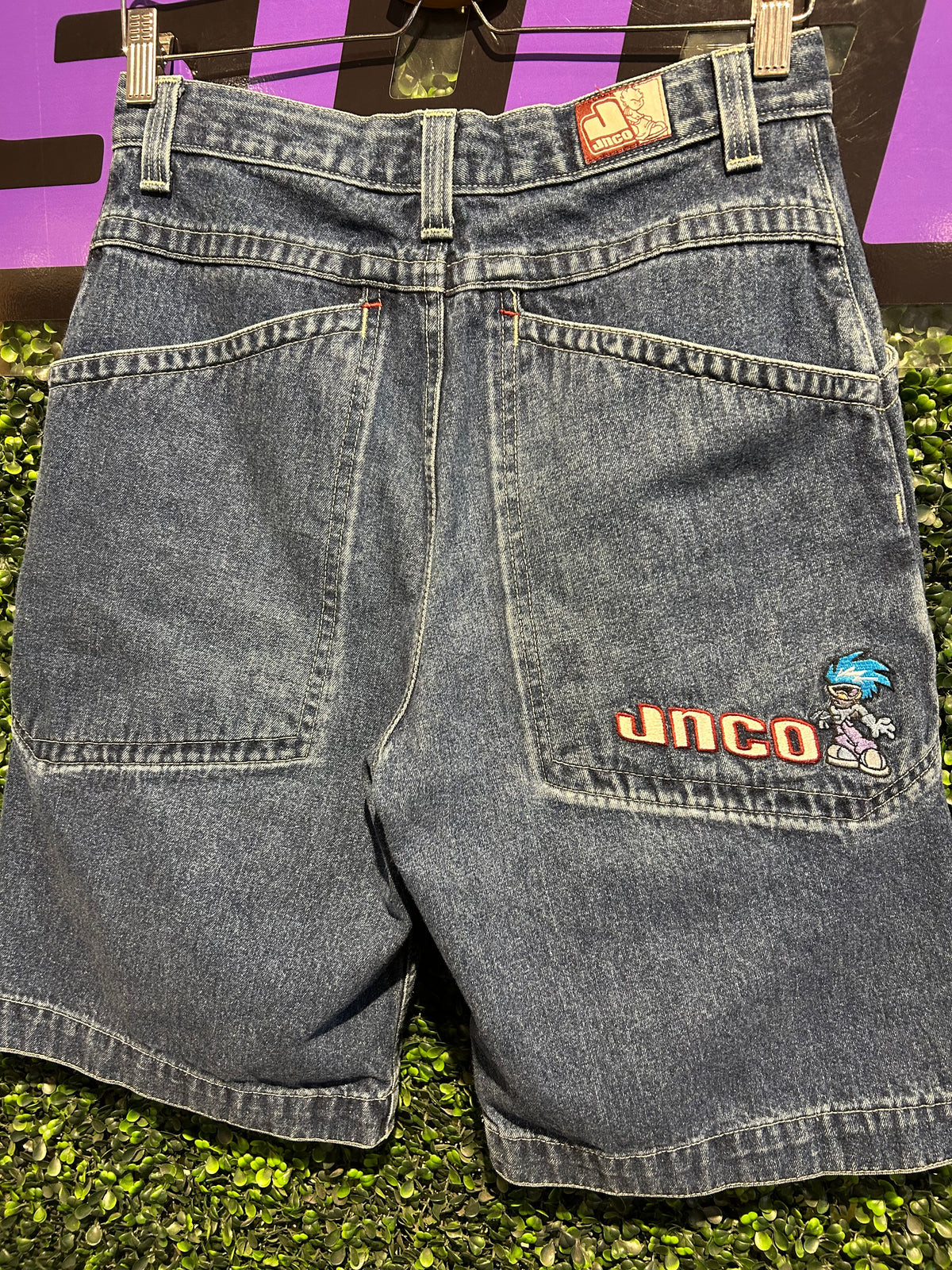90s JNCO Flamehead Denim Shorts. Size 29” Waist