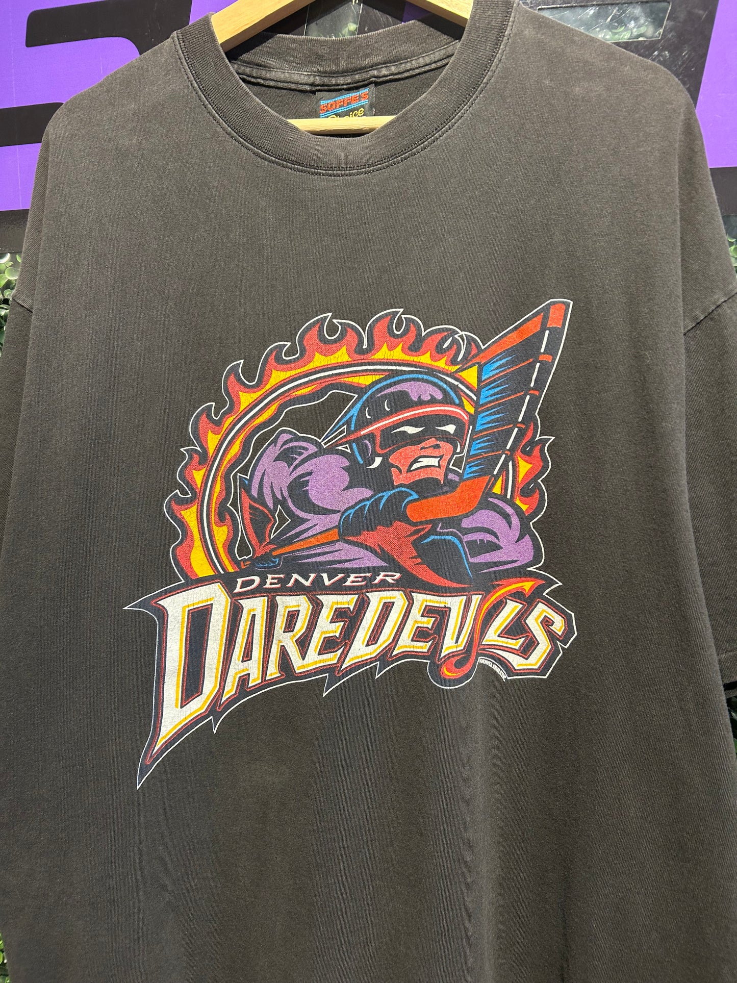 90s Denver Daredevils Roller Hockey Team T-Shirt. Size XL