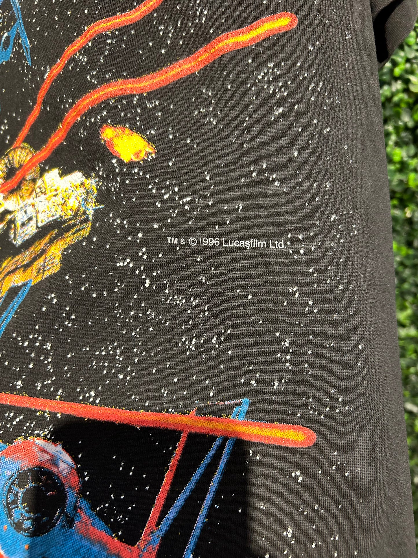 1996 Star Wars Death Star Galaxy AOP T-Shirt. Size S/M