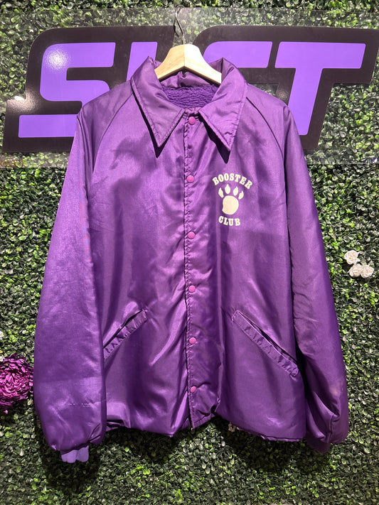 70s Walsenburg Booster Club Sherpa-Lined Button-Up Jacket. Size L/XL