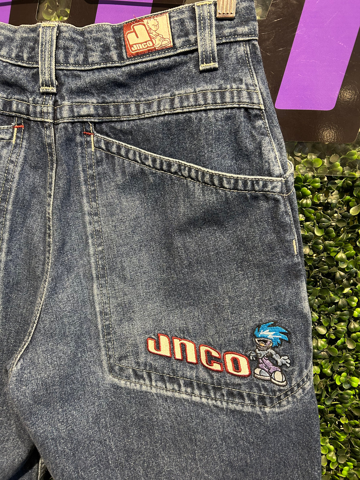 90s JNCO Flamehead Denim Shorts. Size 29” Waist