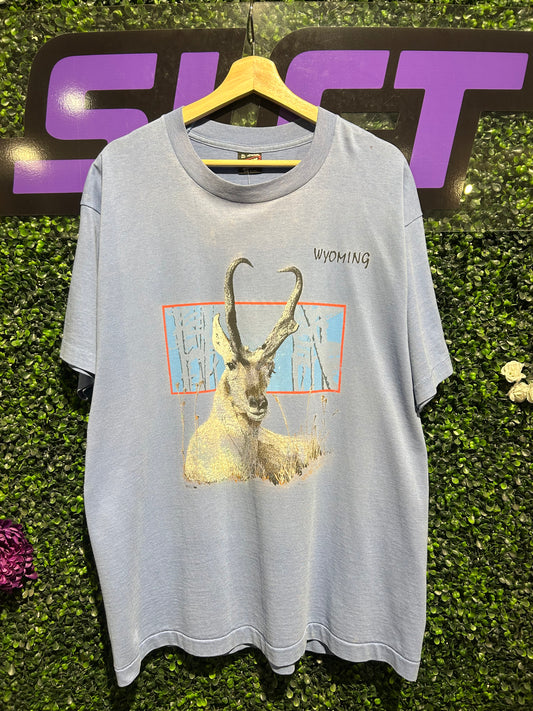 90s Wyoming Mountain Goat T-Shirt. Size L/XL