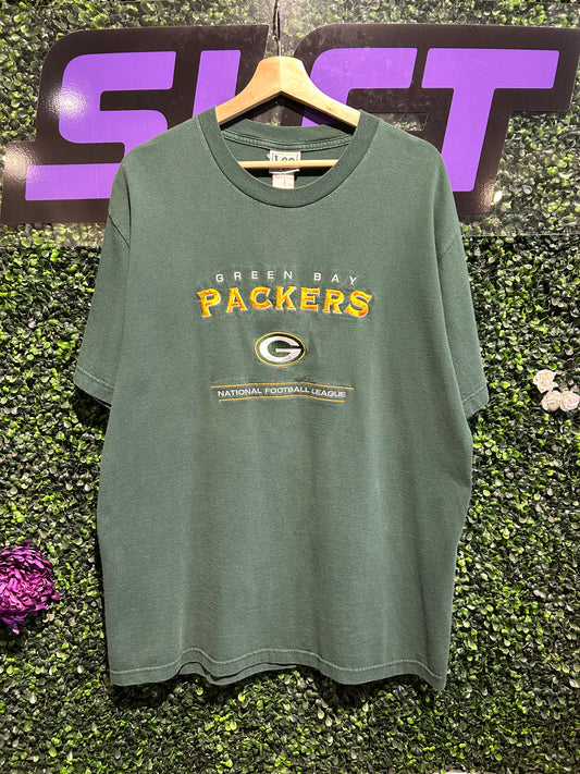 Vintage Green Bay Packers Embroidered T-Shirt. Size XL