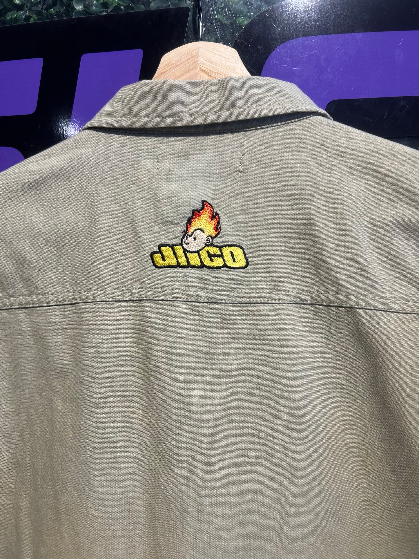 90s JNCO Flamehead Zip-Up Utility Jacket. Size Large