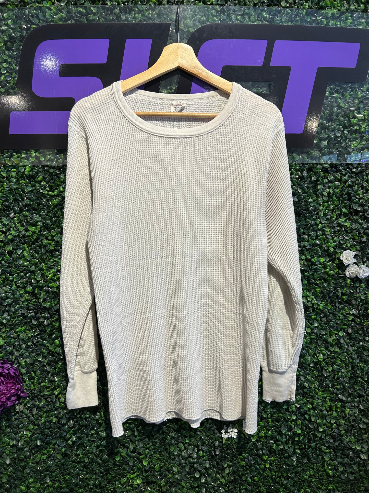 80s Waffle Knit LS Thermal Shirt. Size Large
