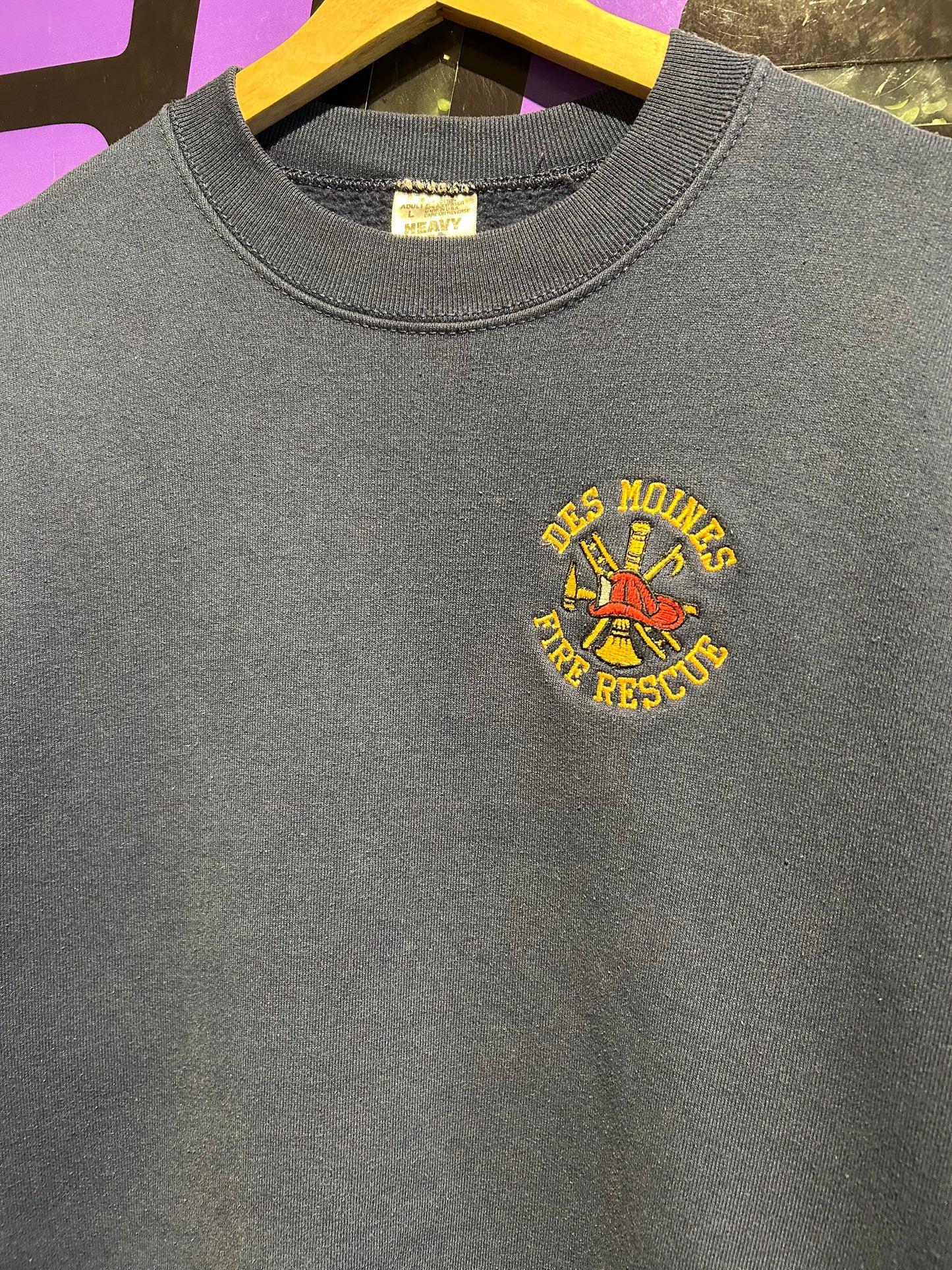 90s Des Moines Fire Rescue Crewneck. Size Large