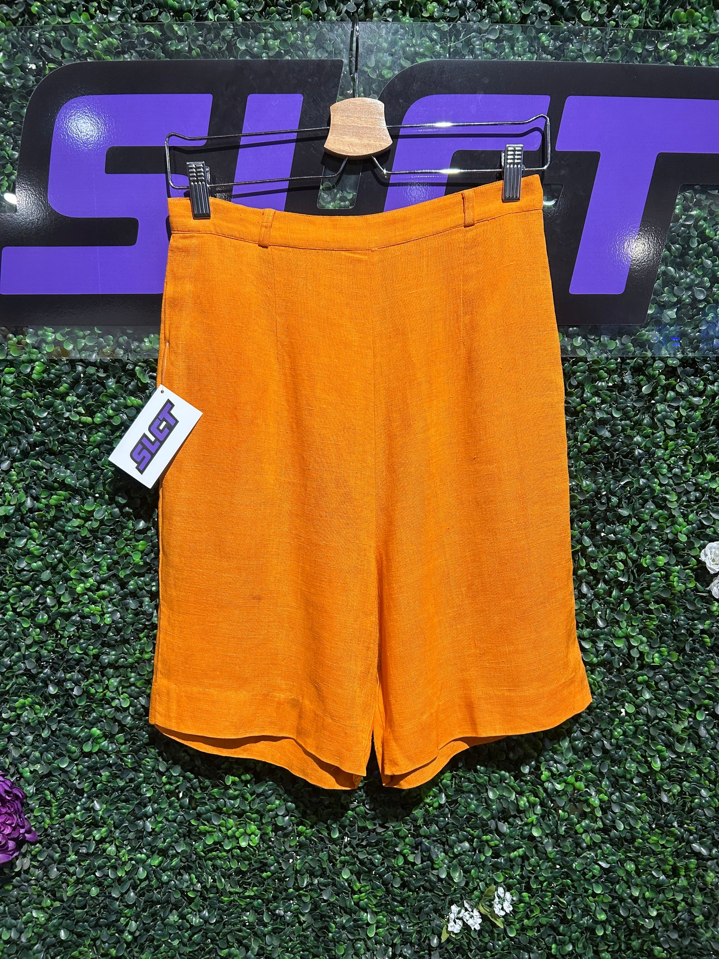 50s/60s Tanner Pleated Orange Shorts. 27” Waist