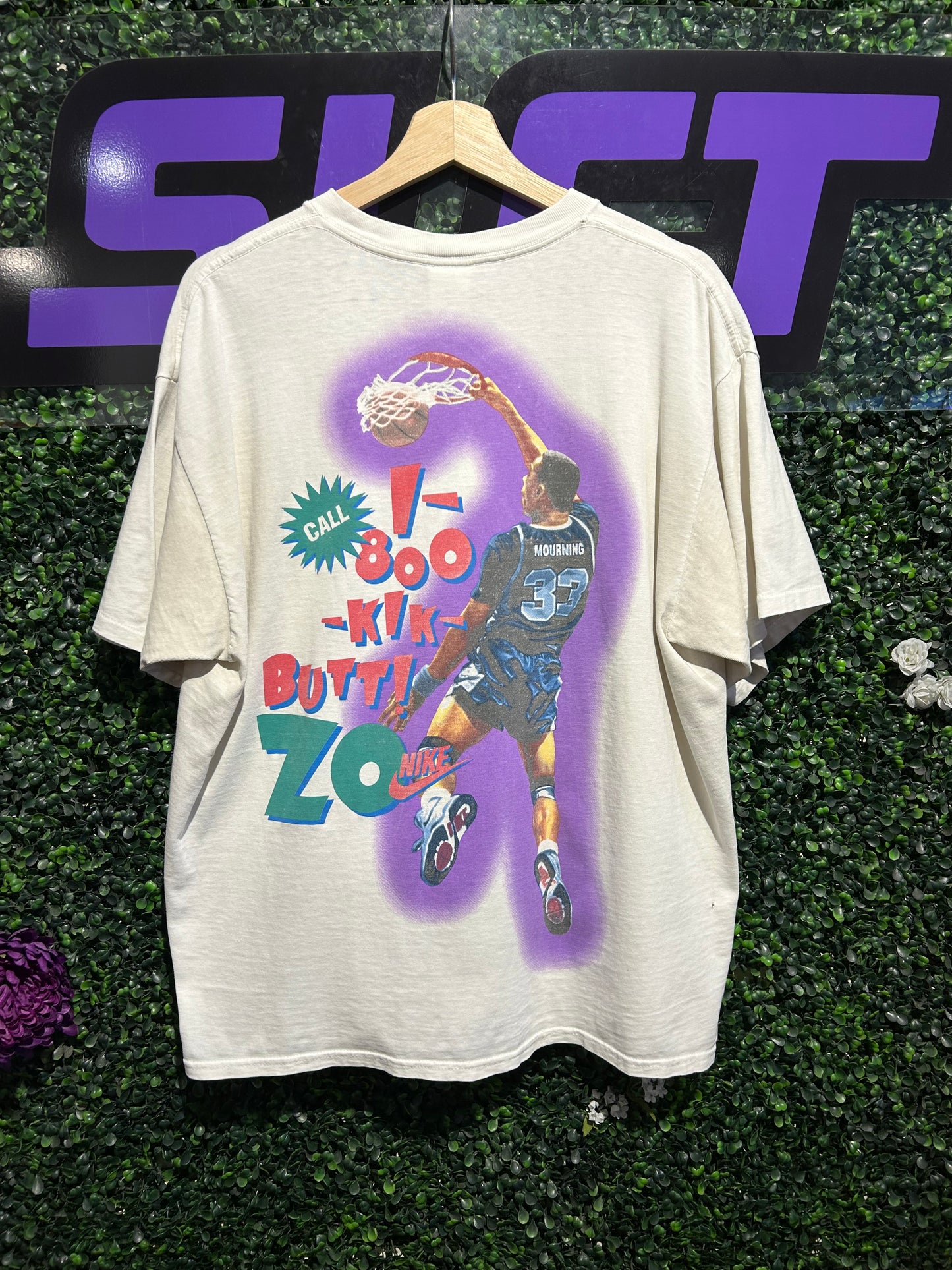 90s Alonzo Mourning “How Am I Driving?” Nike T-Shirt. Size Large