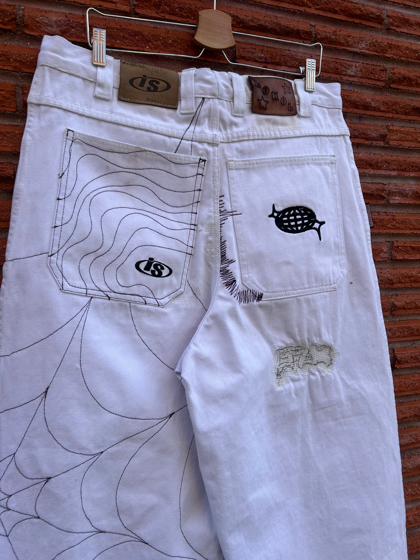 SLCT x LOKOL Reworked 90s Interstate Baggies. 37” x 31”