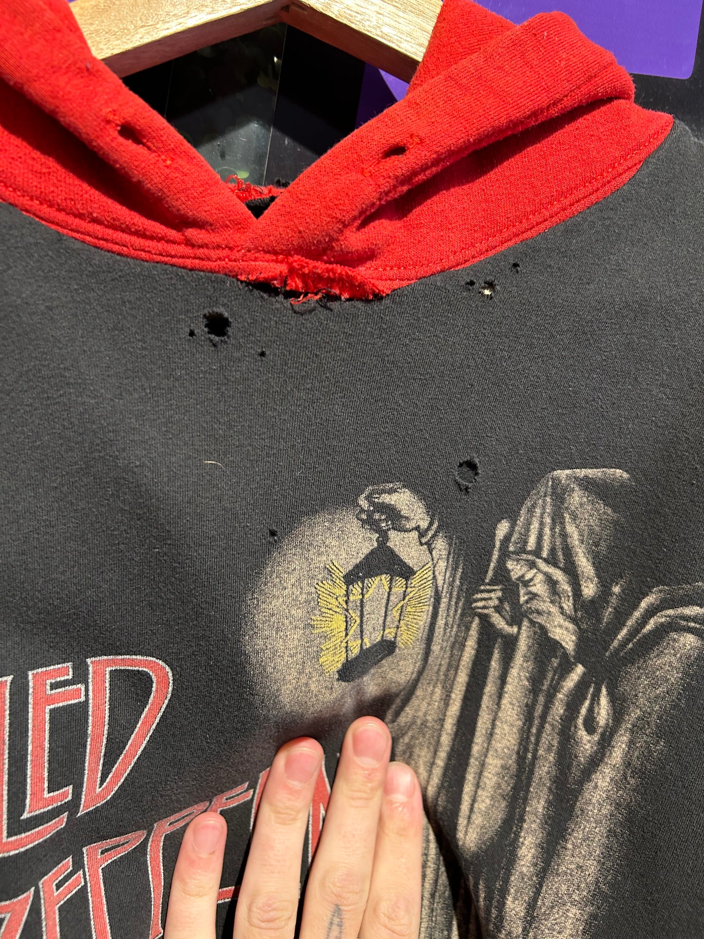 00s Led Zeppelin Homemade Hoodie. Size Large