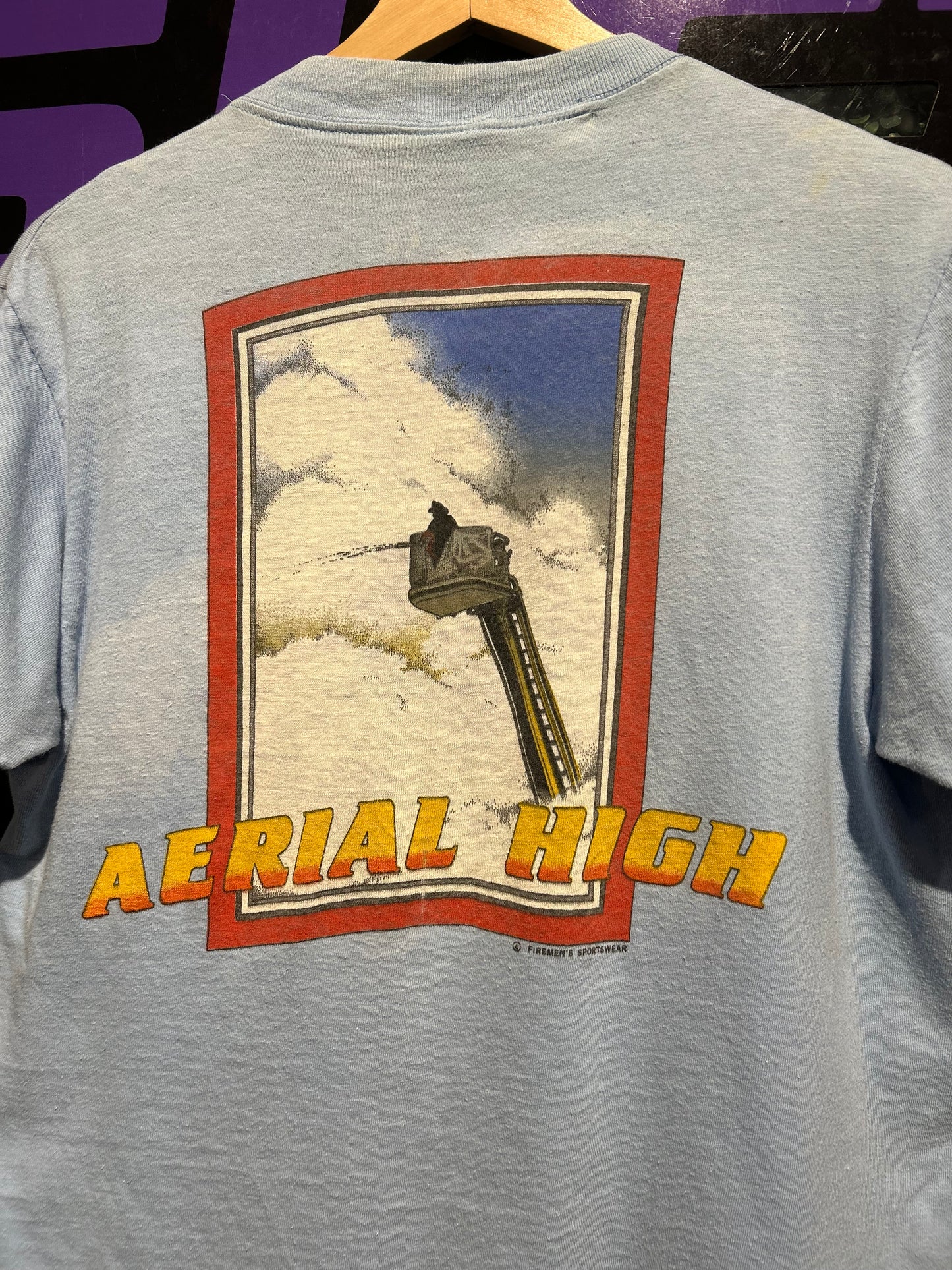 80s Firefighter Aerial High Pocket T-Shirt. Size M/L