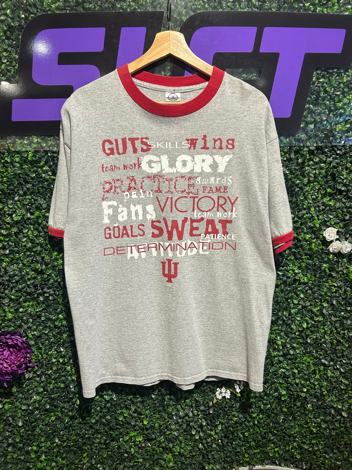 Vintage Indiana Hoosiers Ringer T-Shirt. Size Large