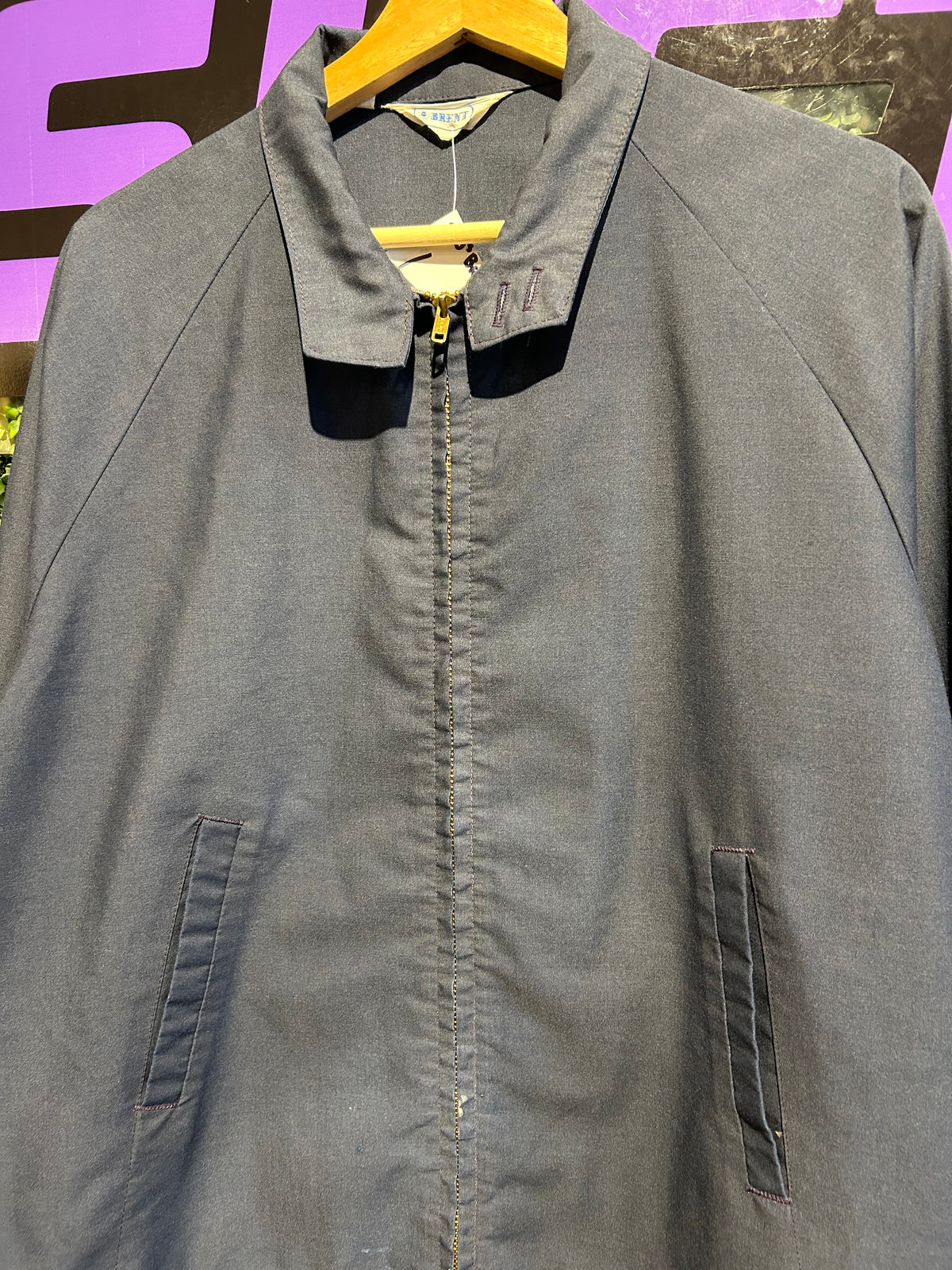 60s Brent Zip-Up Collared Jacket. Size Large