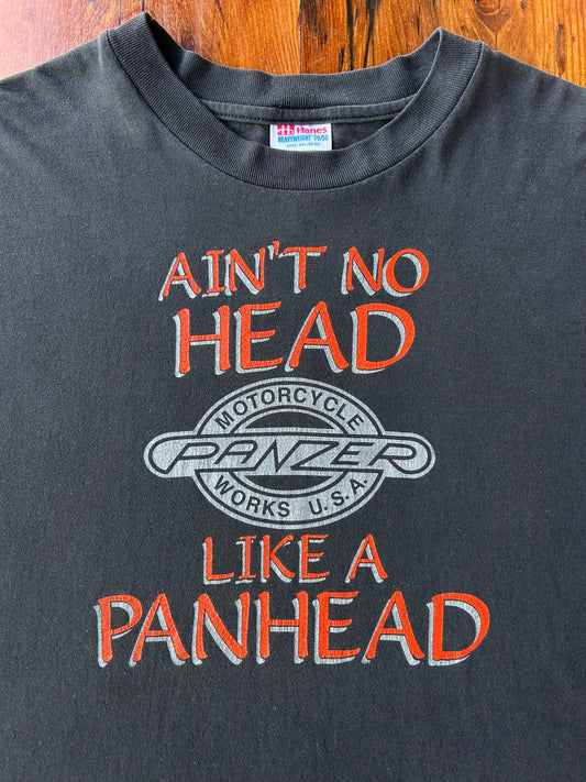 90s Panzer Motorcycles Ain’t No Head Like A Panhead T-Shirt. Size XXL