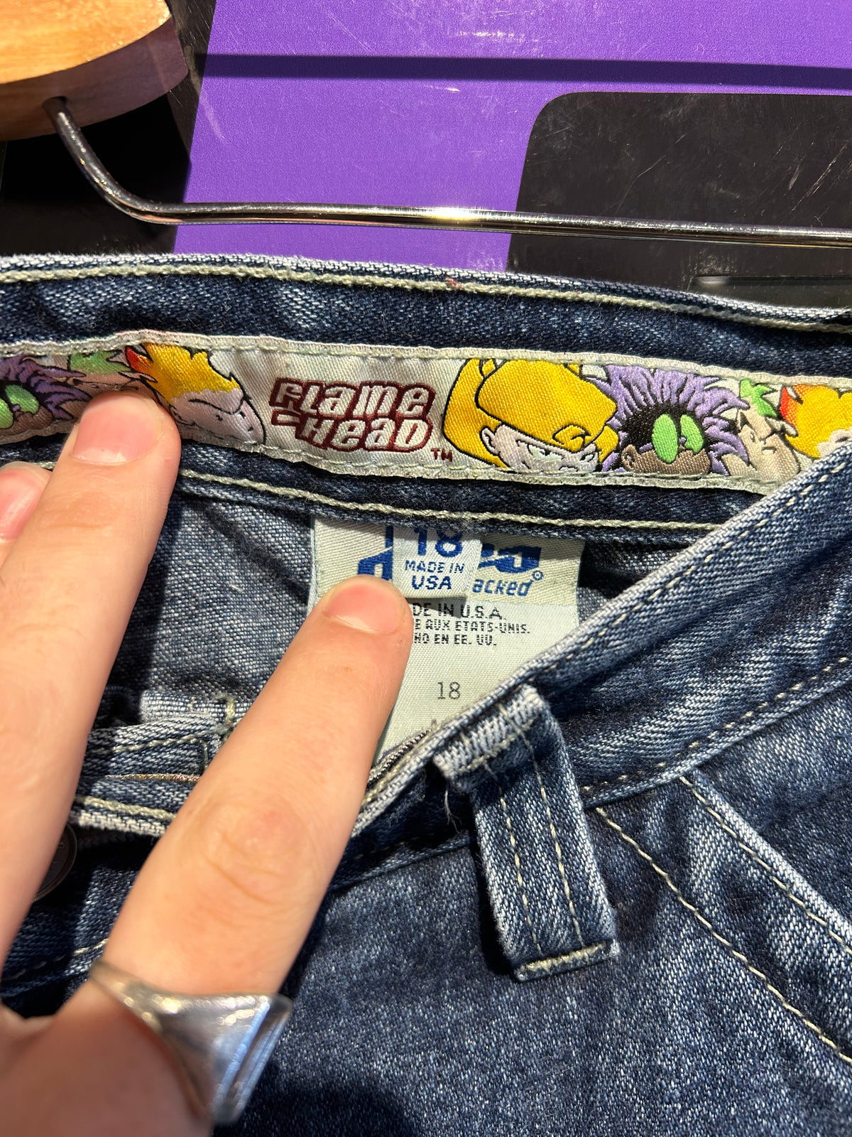 90s JNCO Flamehead Denim Shorts. Size 29” Waist