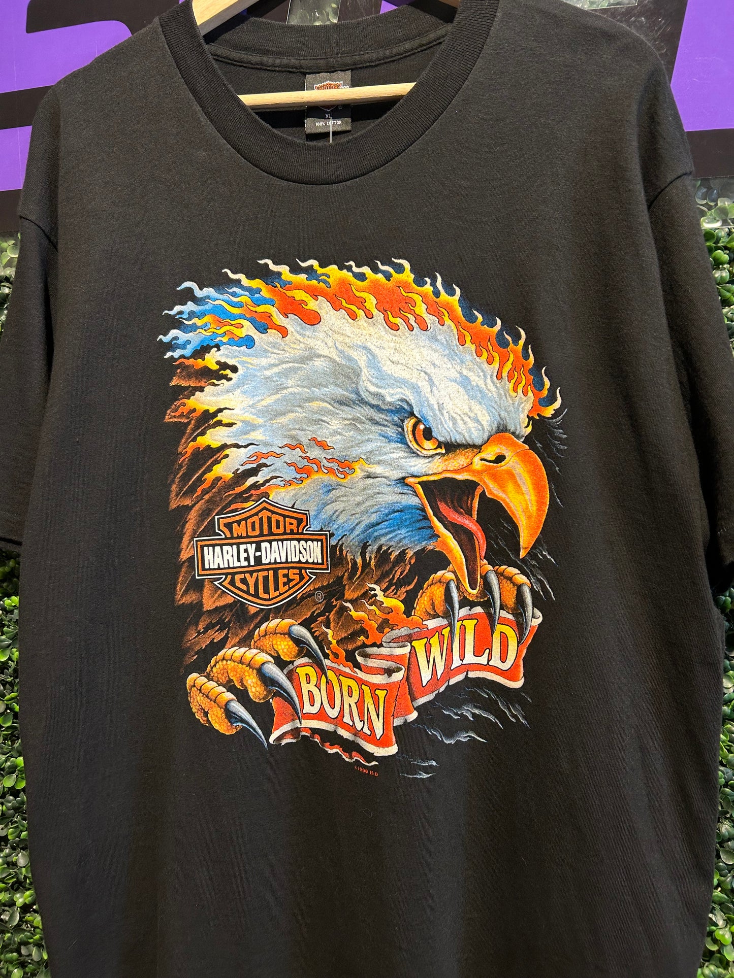 1996 Harley Davidson Born Wild Eagle T-Shirt. Size XL