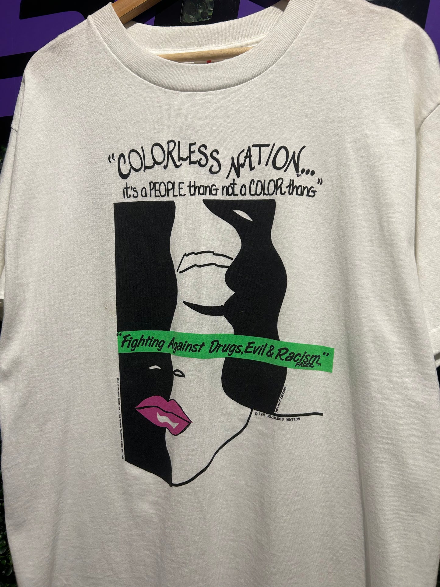 1991 Colorless Nation F.A.D.E.R. T-Shirt. Size L/XL
