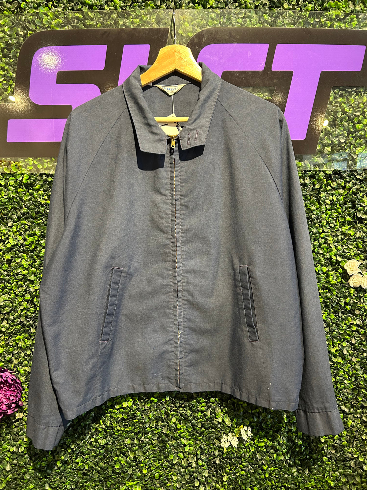 60s Brent Zip-Up Collared Jacket. Size Large