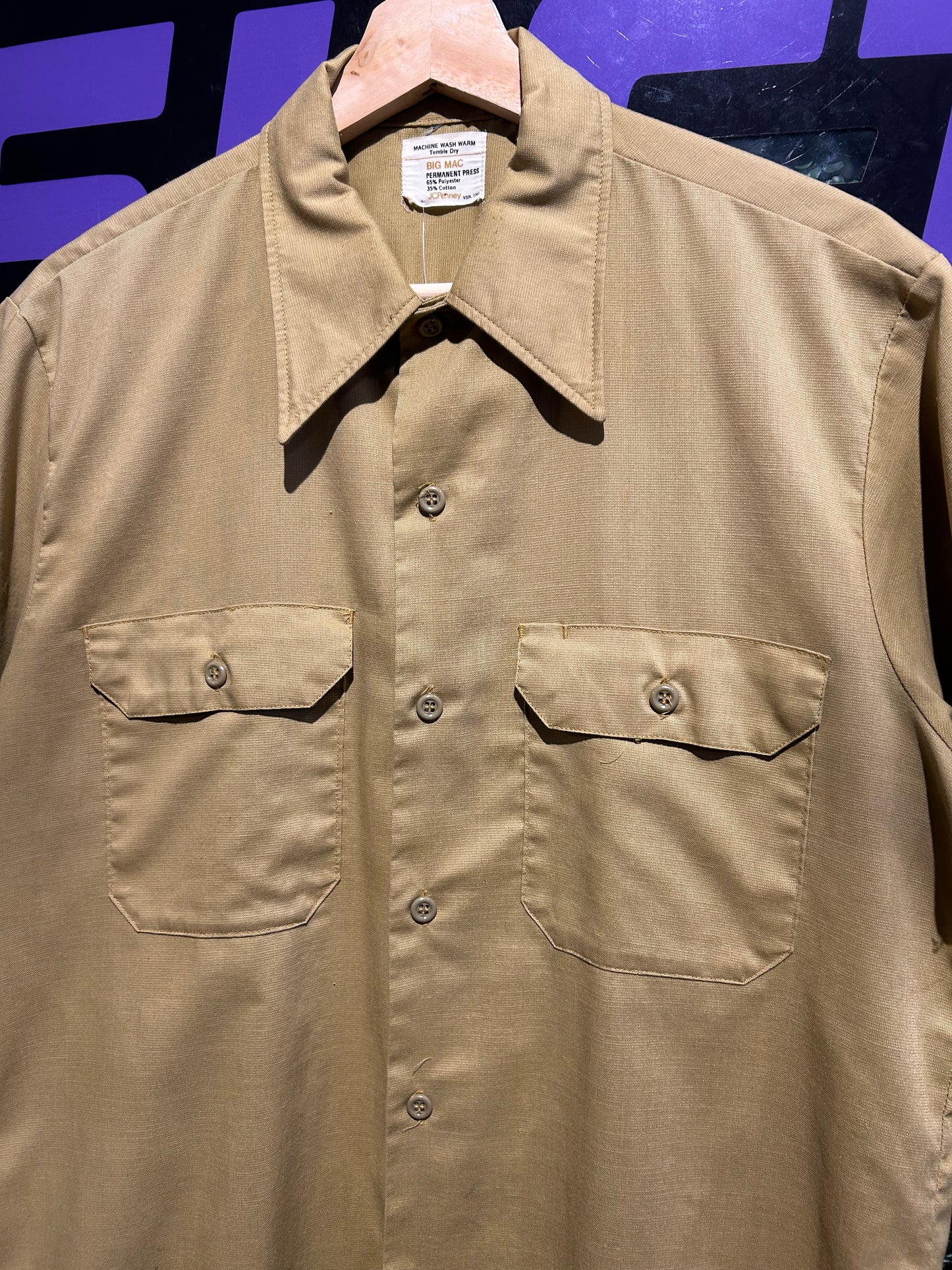 70s Big Mac Button-Up Shirt. Size Large
