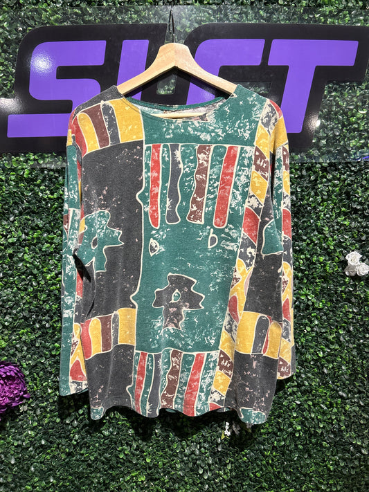 Vintage Chico’s Patterned AOP LS Shirt. Size M/L