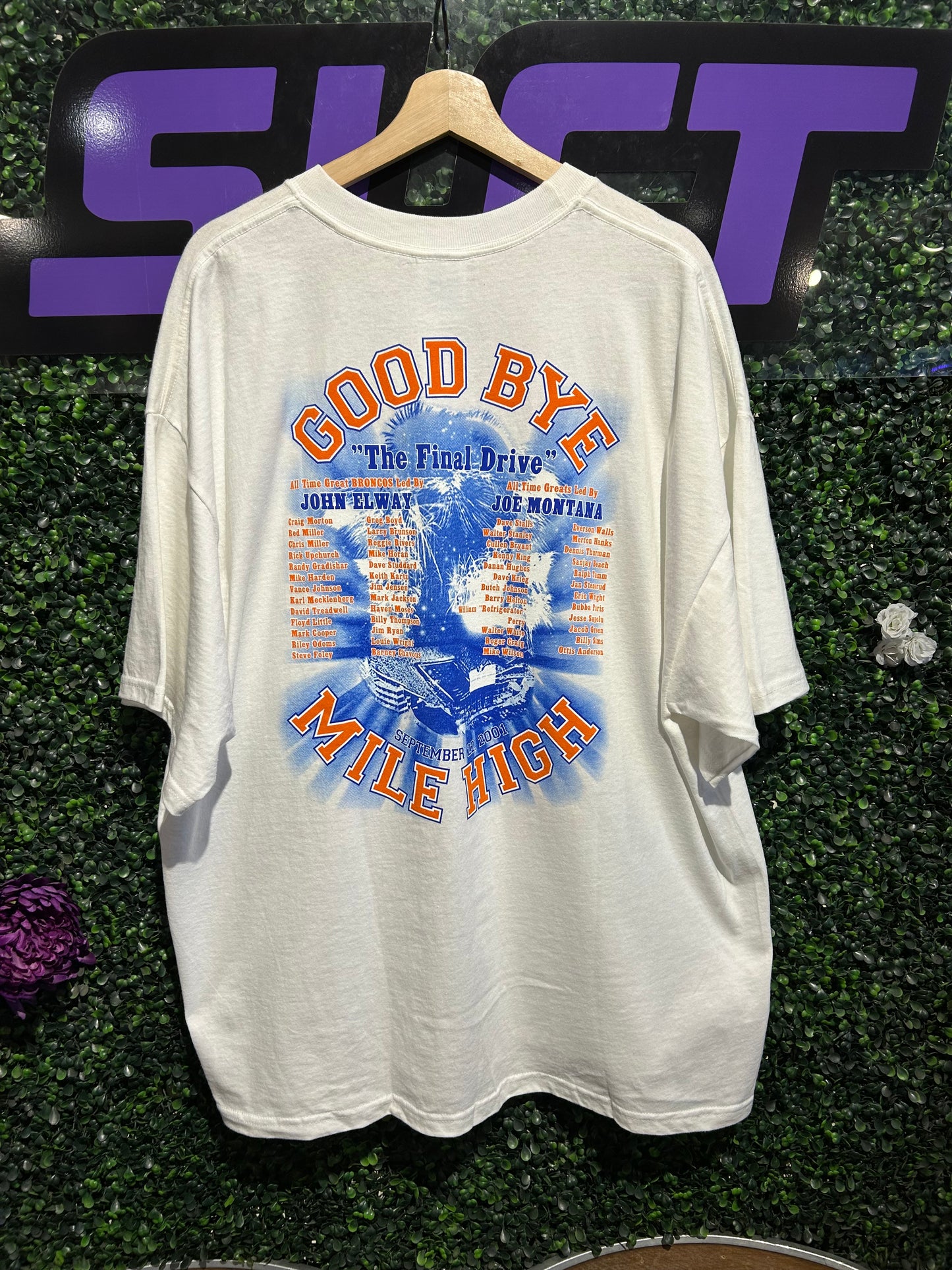 2001 Denver Broncos Good Bye Mile High T-Shirt. Size XXL