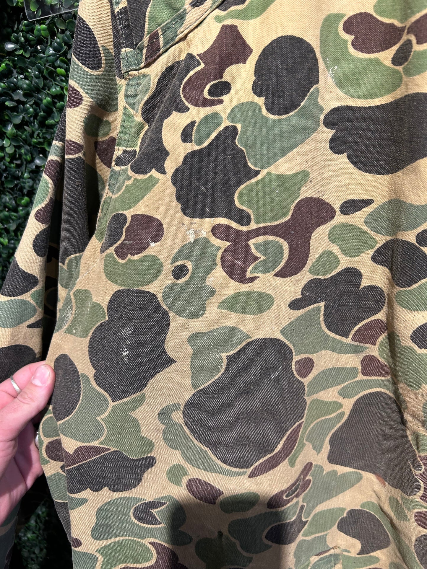 Vintage Duck Camo Collared Hunting Jacket. Size XXL