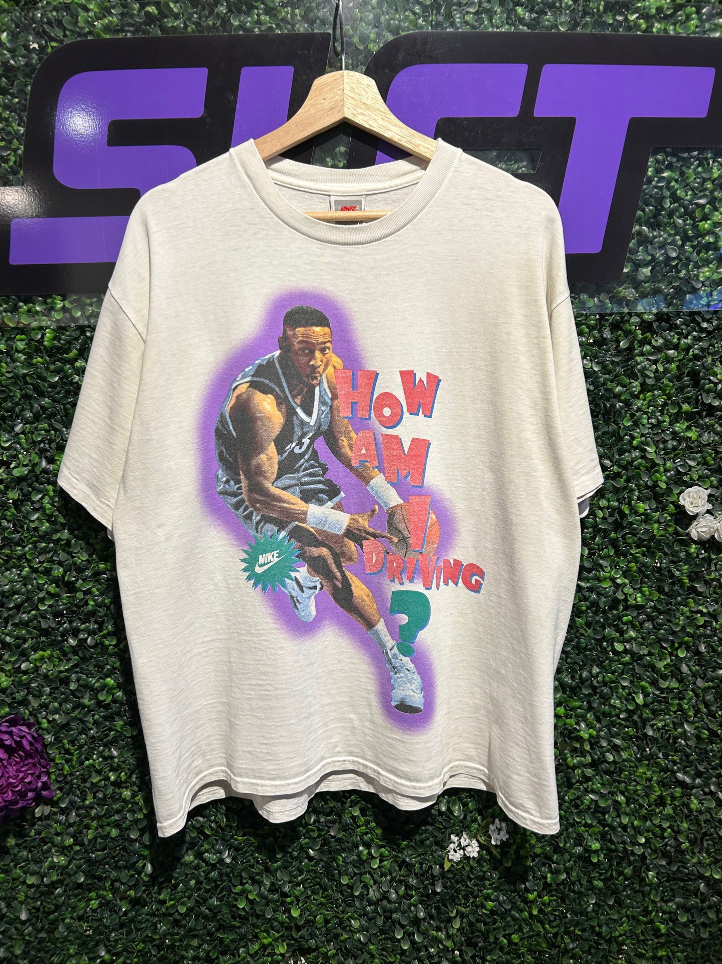 90s Alonzo Mourning “How Am I Driving?” Nike T-Shirt. Size Large