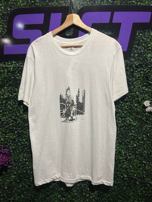90s Homemade Heat-Transfer Photo T-Shirt. Size Large
