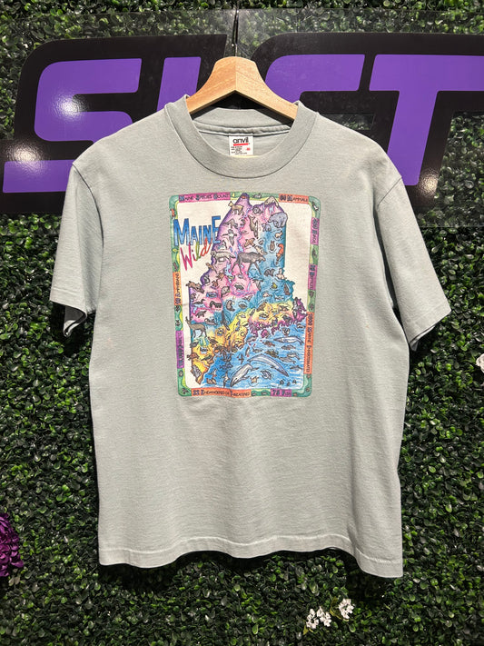90s Maine Wild Animals T-Shit. Size S/M