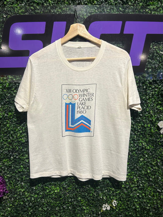 1980 Lake Placid Olympic Winter Games T-Shirt. Size Medium