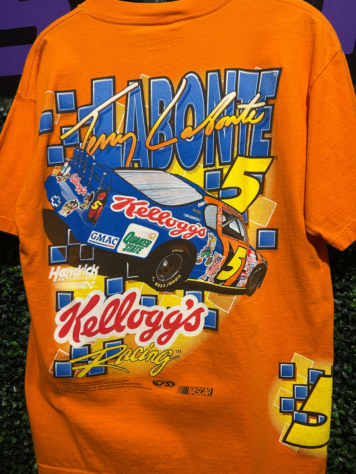 2001 NASCAR Terry Labonte Kellogg’s Racing T-Shirt. Size Large