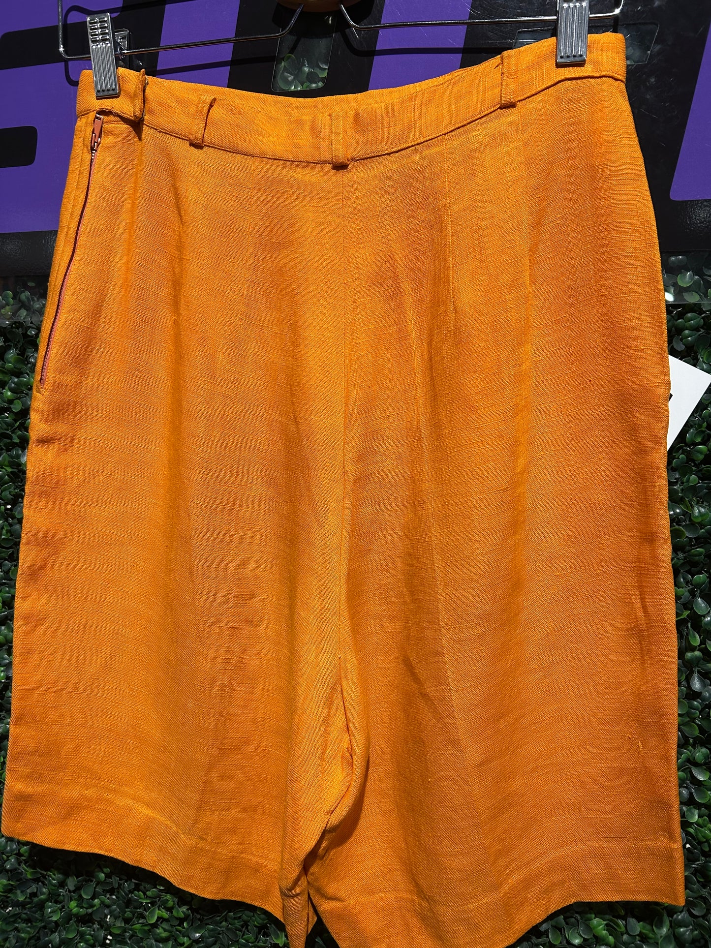 50s/60s Tanner Pleated Orange Shorts. 27” Waist