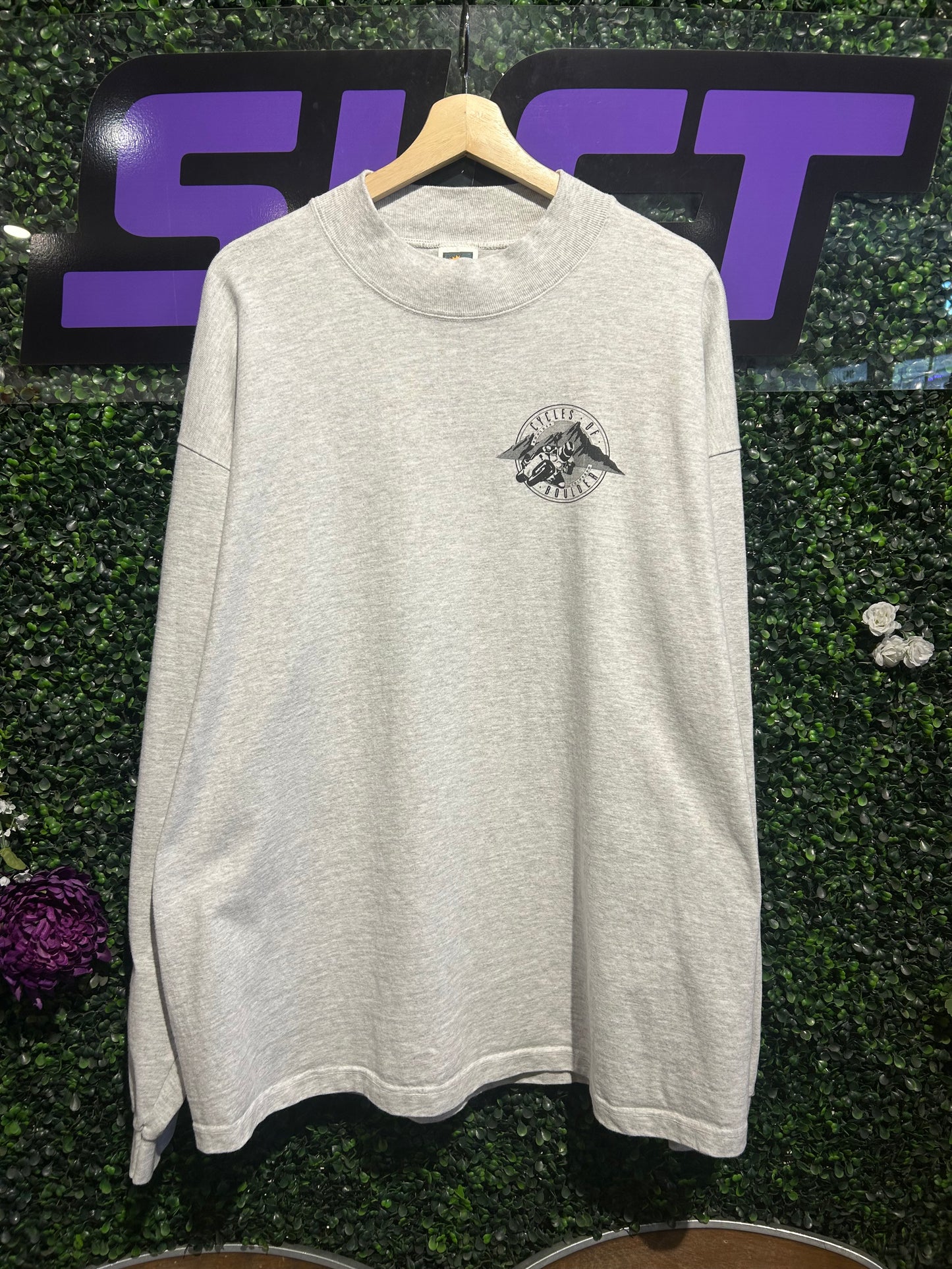 1995 Cycles Of Boulder 20th Anniversary LS Mock-Neck Shirt. Size XXL