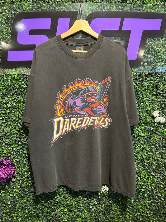90s Denver Daredevils Roller Hockey Team T-Shirt. Size XL