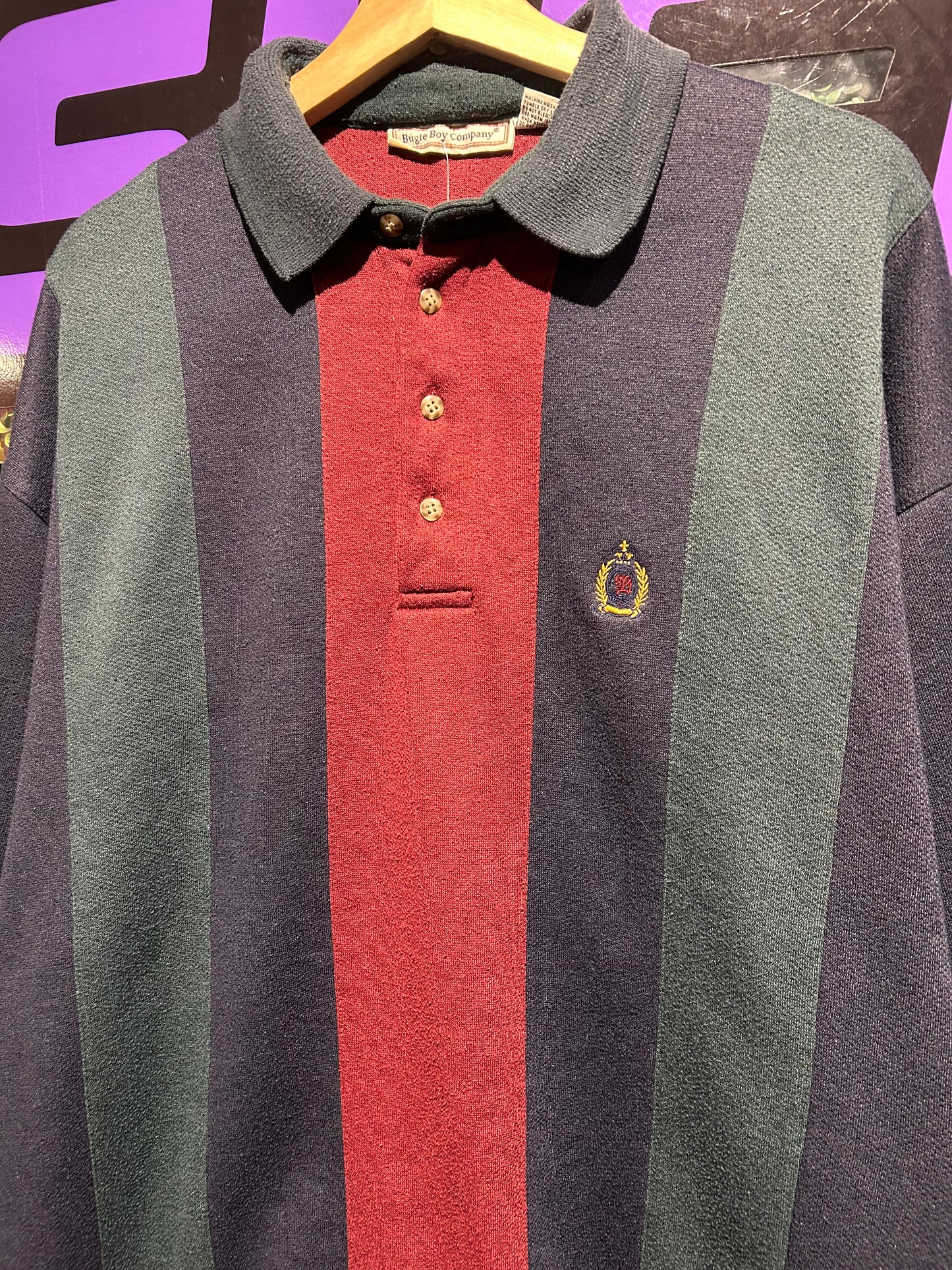 Vintage Bugle Boy Collared Sweatshirt. Size L/XL