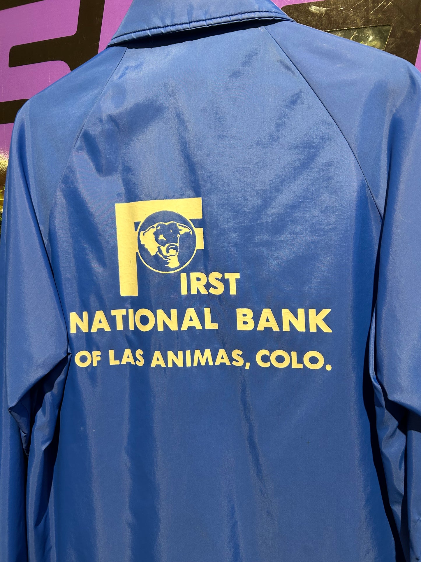 80s First National Bank Button-Up Jacket. Size M/L