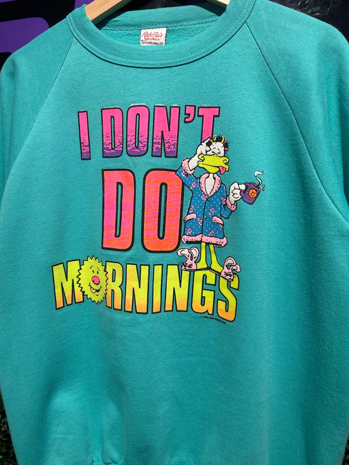 1990 I Don’t Do Mornings Short-Sleeve Crewneck. Size Large