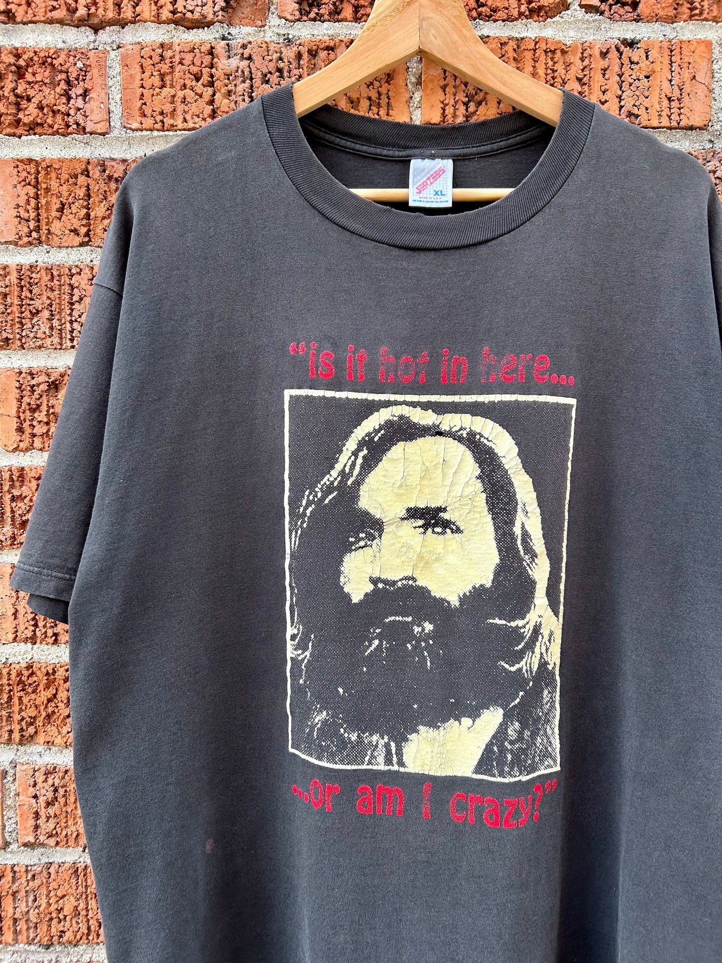 90s Charles Manson “Is It Hot In Here Or Am I Crazy?” T-Shirt. Size XL