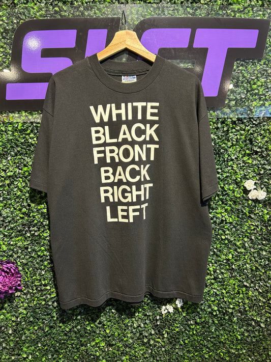 80s White Black Front Back Right Left The Natural T-Shirt. Size L/XL