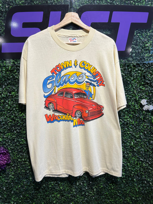 90s Town & Country Glass Car T-Shirt. Size XL