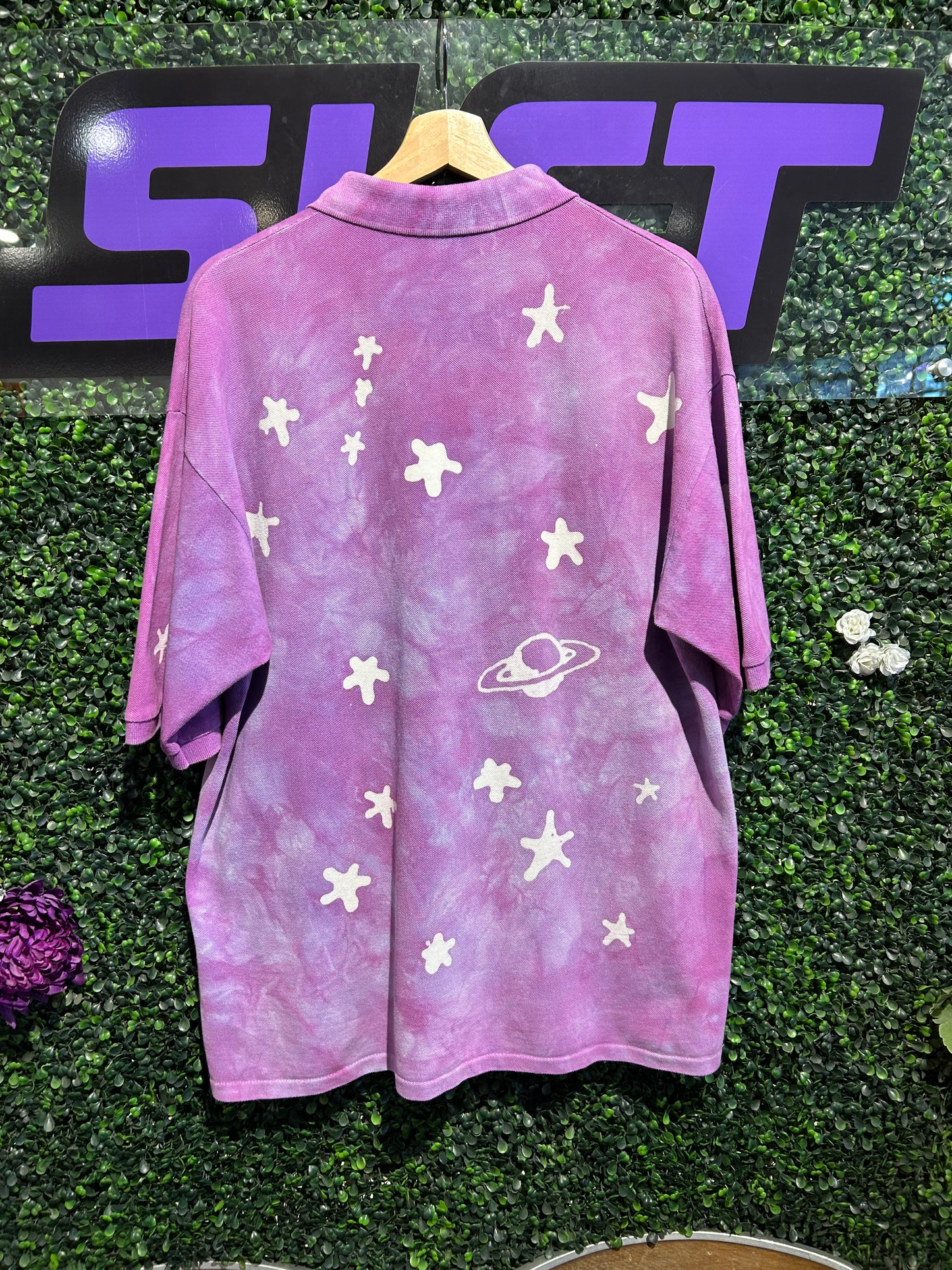 1996 Tie-Dye Galaxy Earth Polo Shirt. Size XL