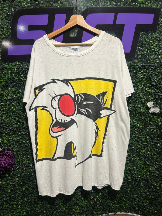 1992 Sylvester The Cat Flirts Sleep T-Shirt. Size XXL