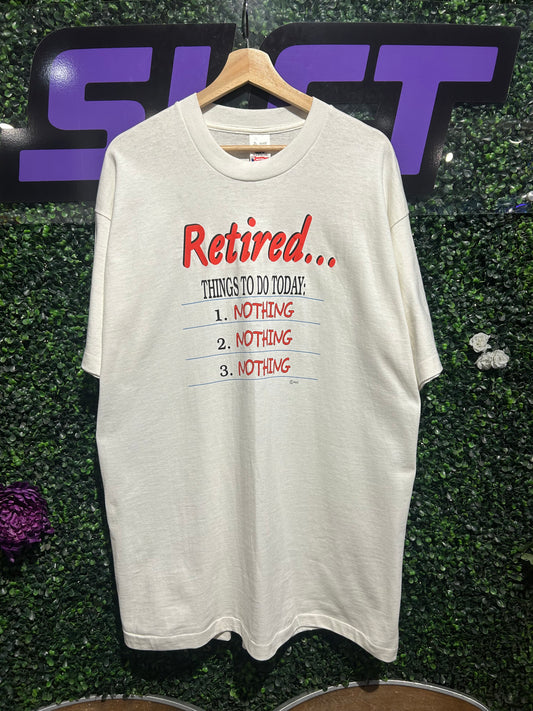 90s Retired To Do List T-Shirt. Size XL