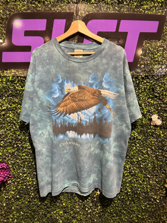 90s Colorado Eagle Tie-Dye T-Shirt. Size Large