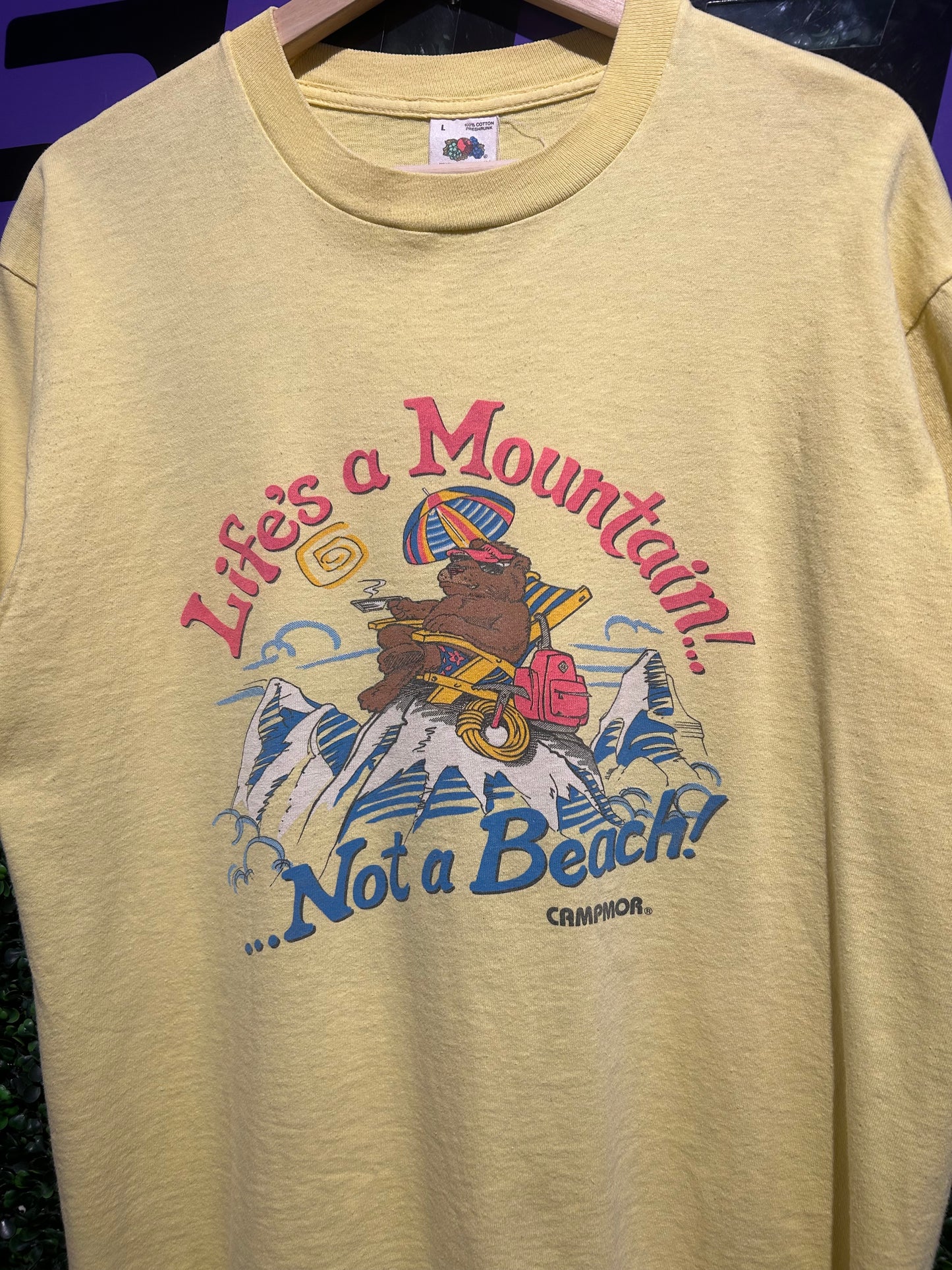 80s Life’s A Mountain Not A Beach T-Shirt. Size Large