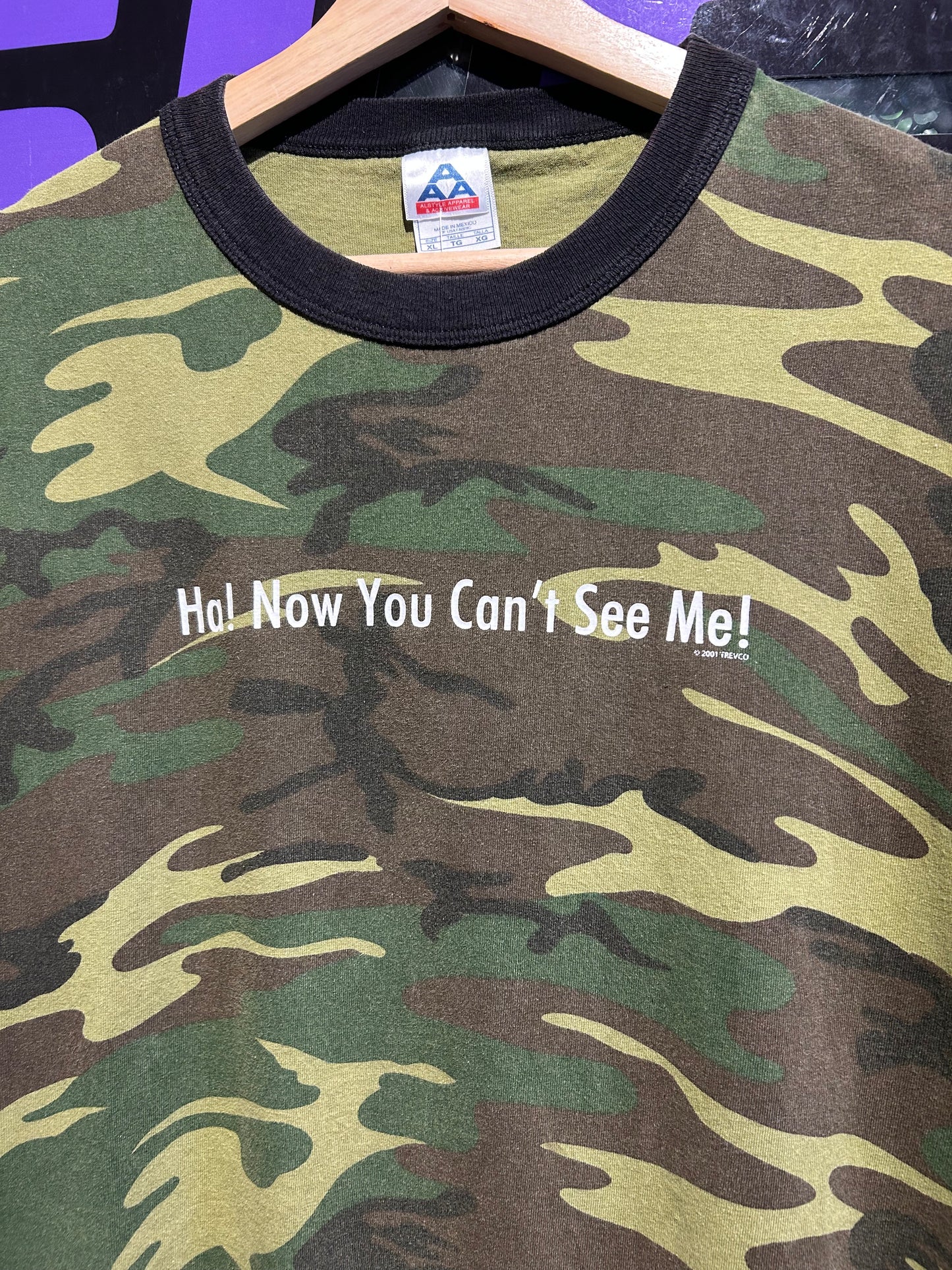2001 Now You Can’t See Me Camo T-Shirt. Size XL