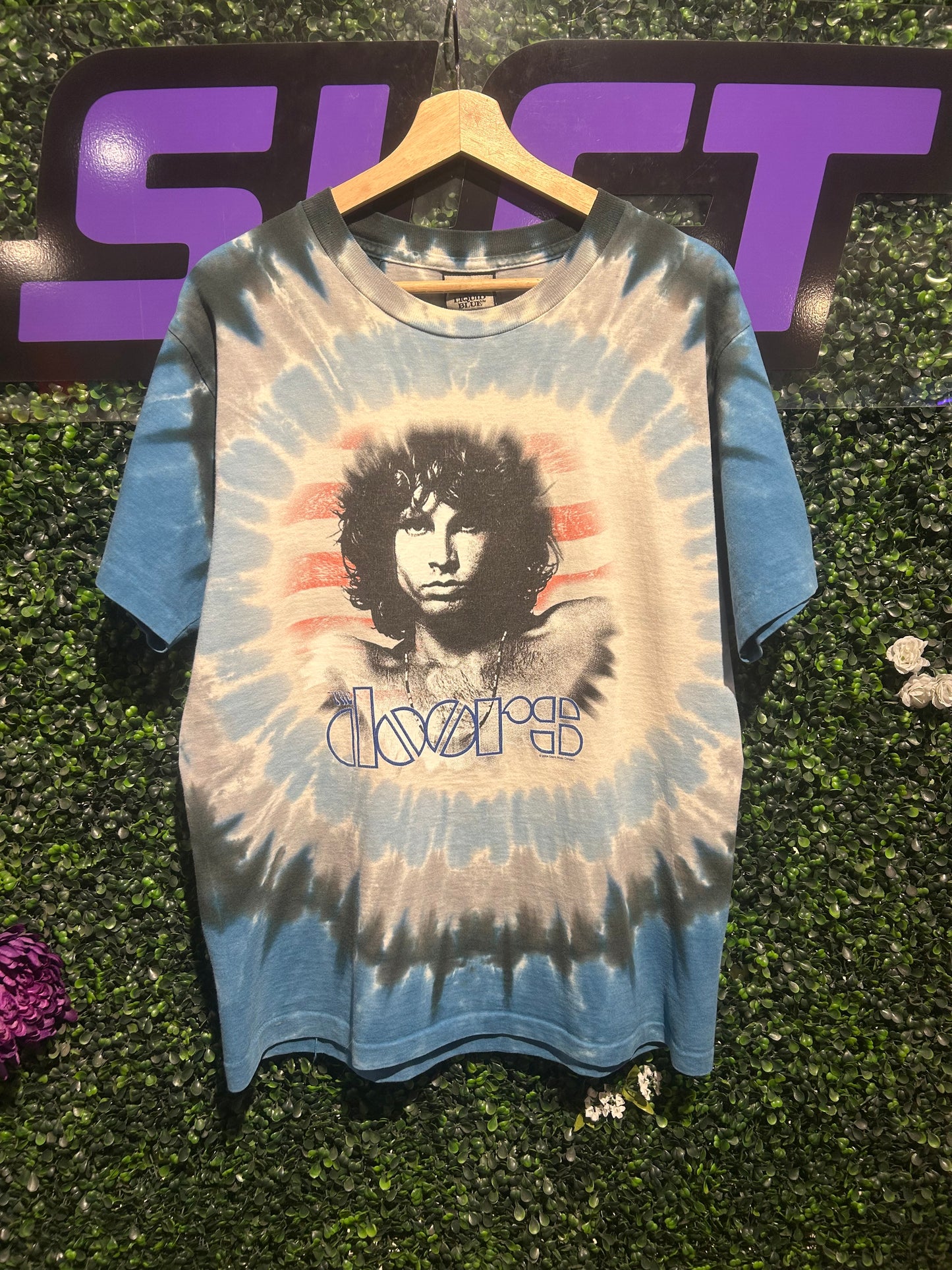 2004 The Doors Jim Morrison Memorial Liquid Blue Tie-Dye T-Shirt. Size Large