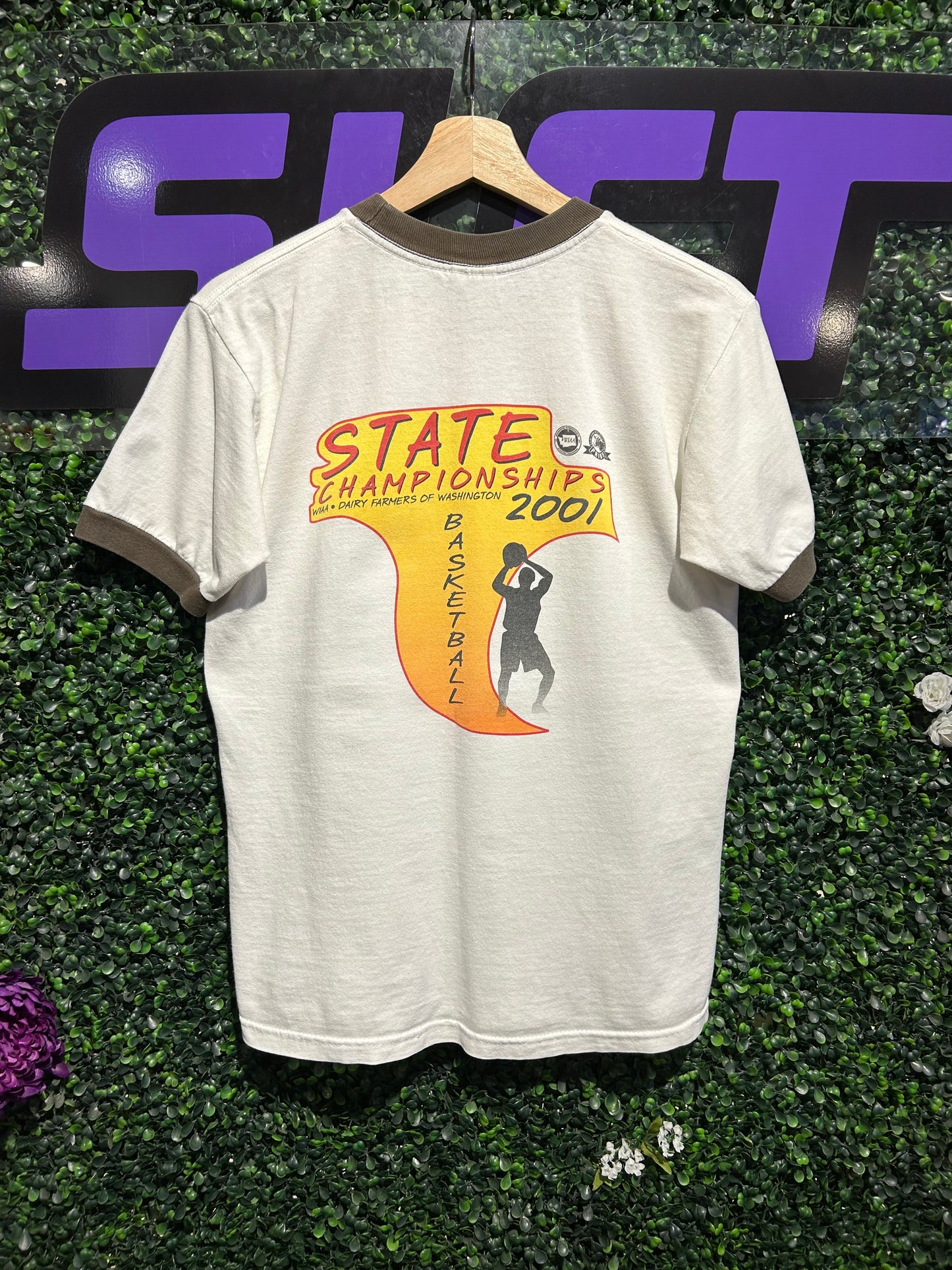 2001 Basketball State Championship Ringer T-Shirt. Size Small